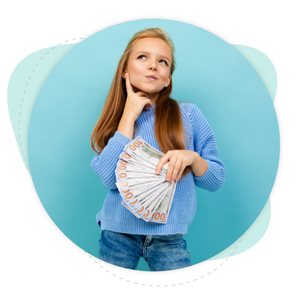 Mädchen freut sich über Geld