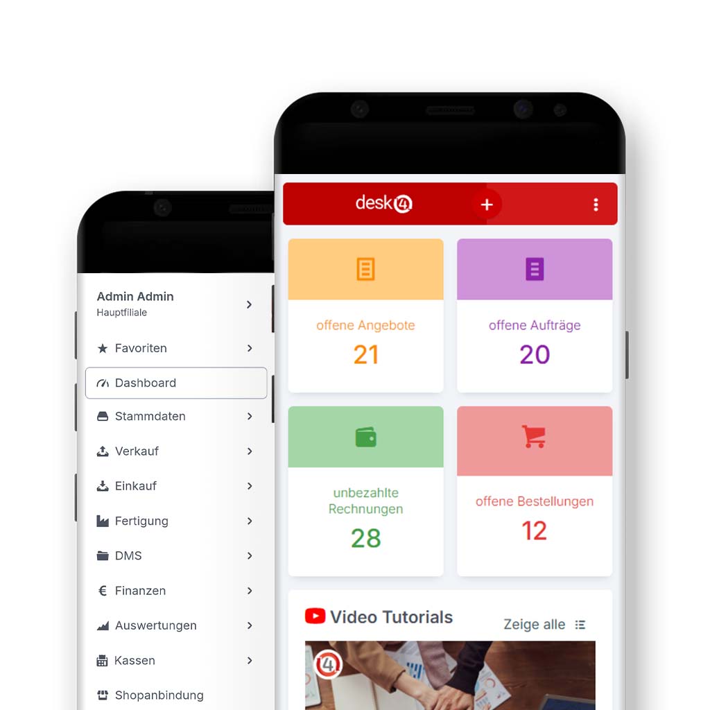 desk4 App Dashboard auf Smartphone