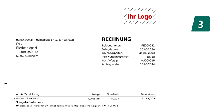 Vorschau desk4 Rechnung