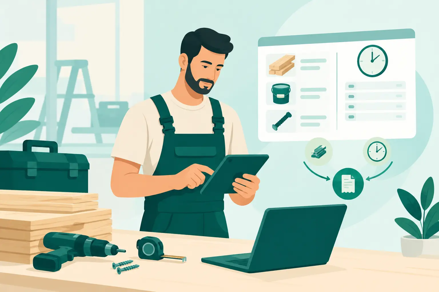 Material und Arbeitszeiten im Handwerk gemeinsam abrechnen